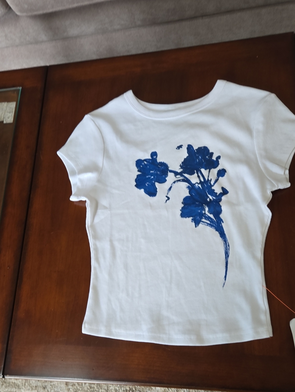 ASOS Short-Sleeve Tee with Blue Floral Print. Medium. New With Tag!